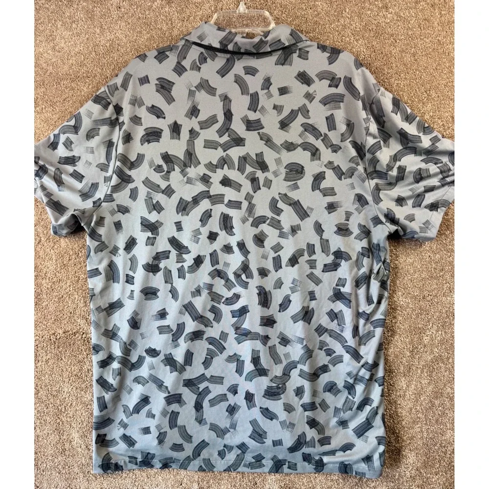 Nike Dri-FIT Men XL Grey Black Abstract Brushstroke Golf Polo Shirt Short Sleeve
